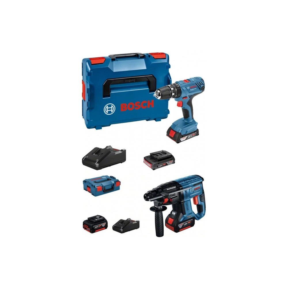 Pack Perceuse-visseuse à percussion sans-fil GSR 18V-21 + Perforateur GBH 18V-21 L-BOXX -0615990M2U BOSCH Pack Perceuse-visseuse à percussion sans-fil GSR 18V-21 + Perforateur GBH 18V-21 L-BOXX -0615990M2U BOSCH