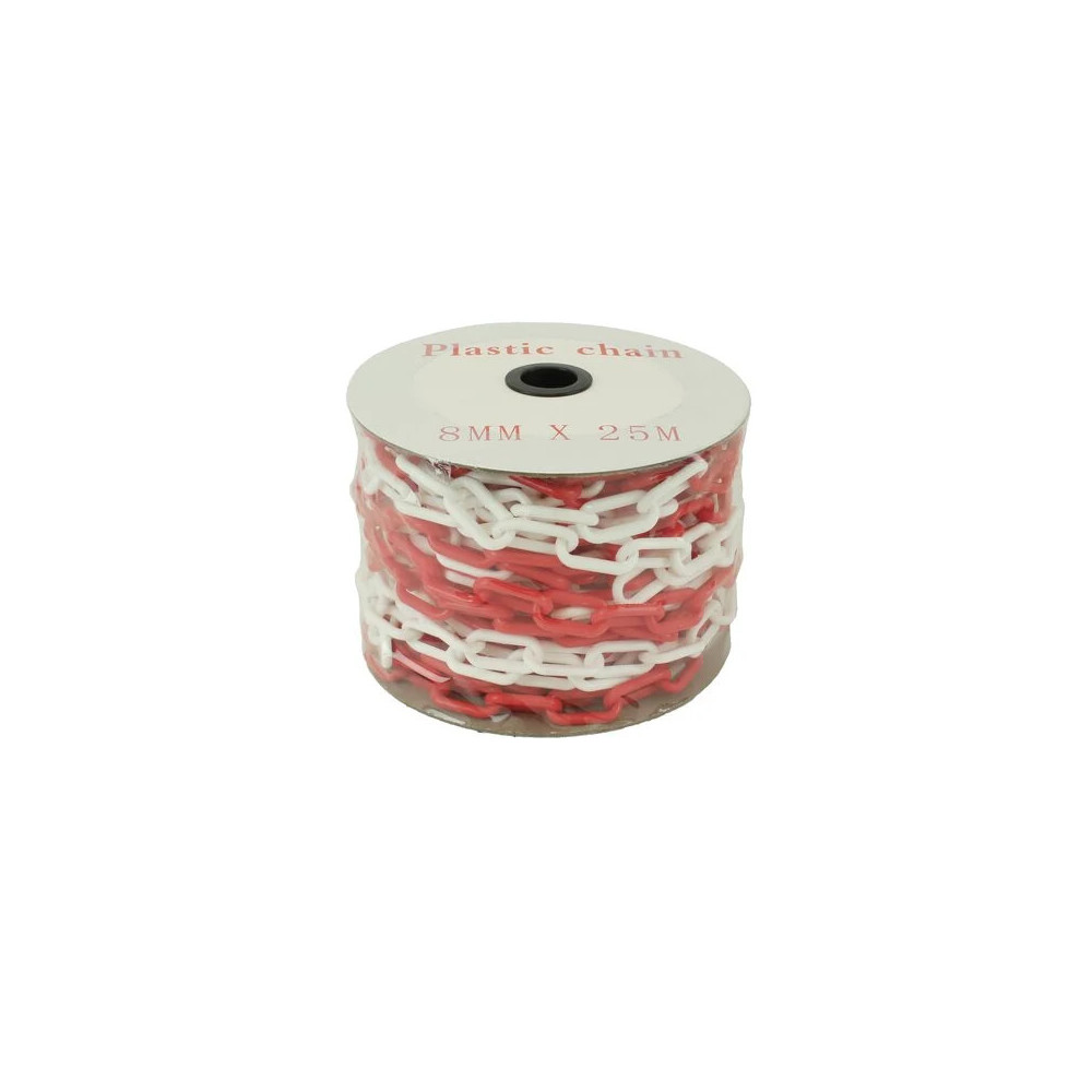 Chaine de signalisation en plastique rouge/blanc 25m Chaine de signalisation en plastique rouge/blanc 25m