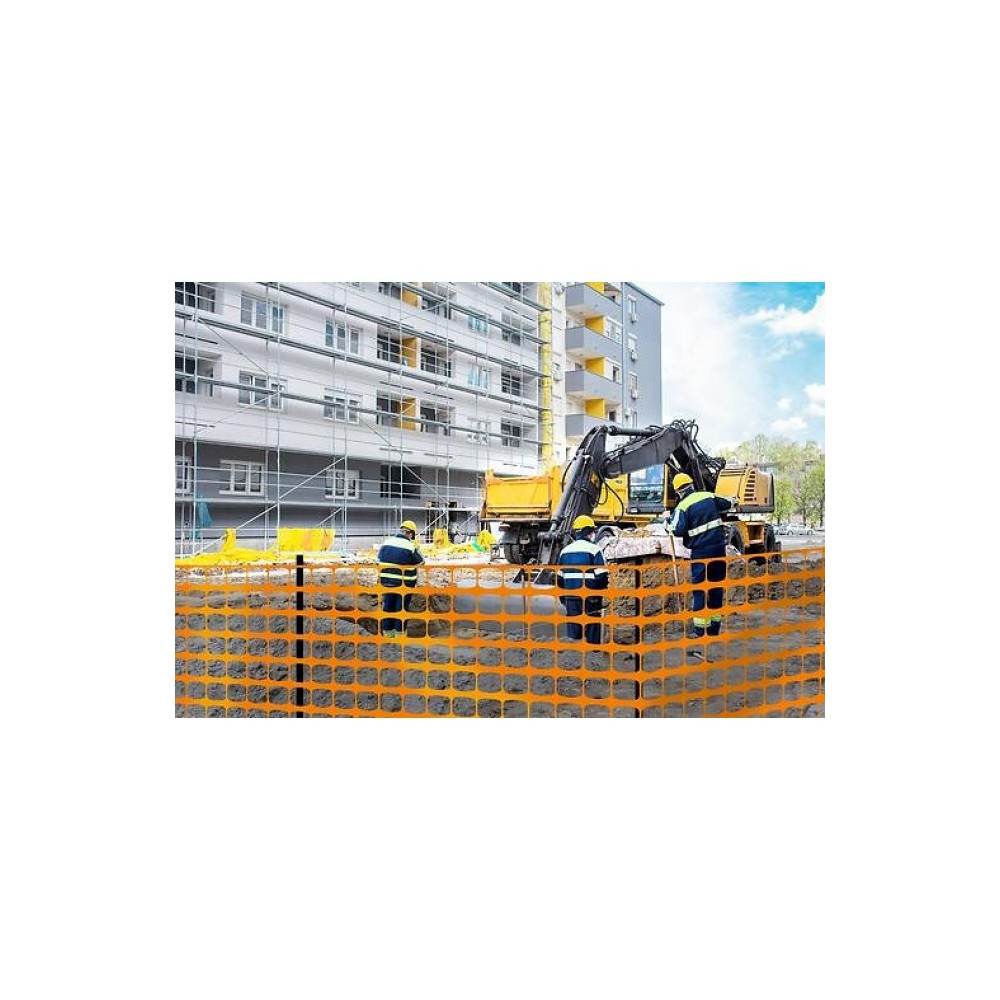 Filet de balisage orange pour chantiers haute résistance anti UV - 1x50m