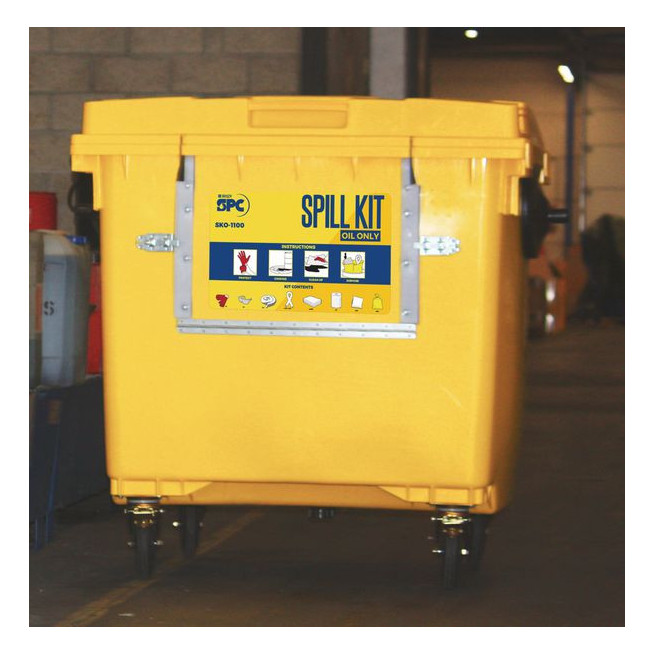 Kit anti-pollution pour huiles et hydrocarbures en conteneur mobile de 1000 litres