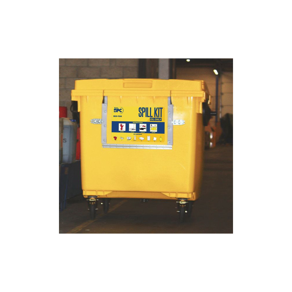Kit anti-pollution pour huiles et hydrocarbures en conteneur mobile de 1000 litres Kit anti-pollution pour huiles et hydrocarbures en conteneur mobile de 1000 litres