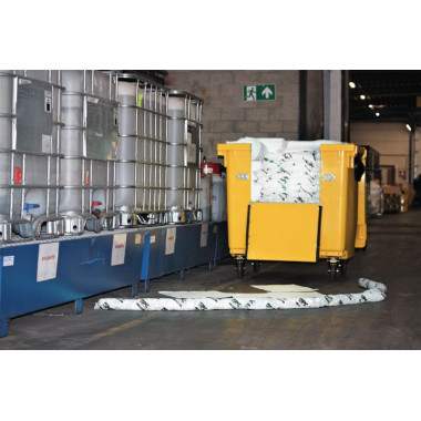 Kit anti-pollution pour huiles et hydrocarbures en conteneur mobile de 1000 litres